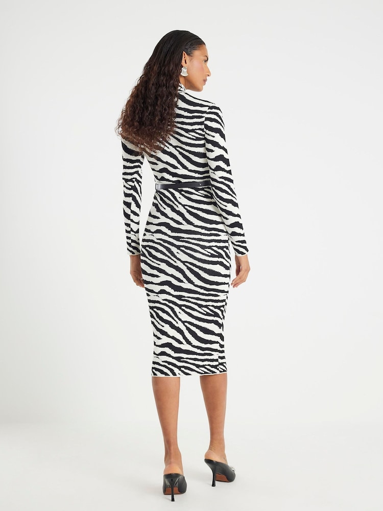 zebra print knit dress Buy River Island Black Knitted Zebra Print Belted Midi Dress from Next USA