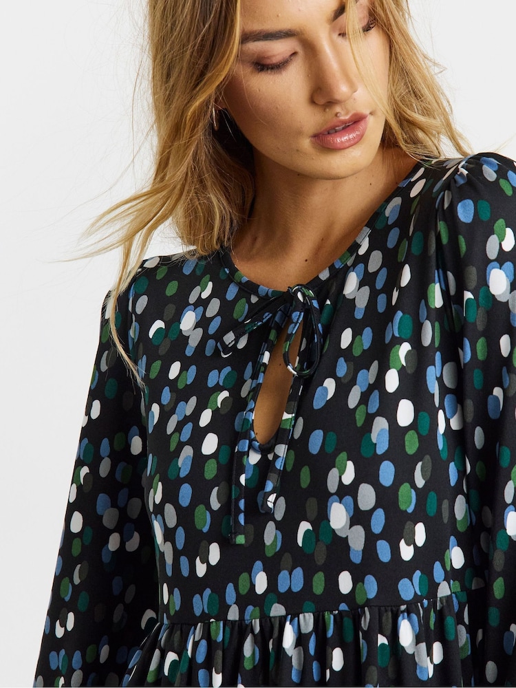 Simply Be Black Supersoft Tie Neck Midi Dress - Image 4 of 4 Simply Be Black Supersoft Tie Neck Midi Dress - Image 4 of 4