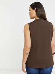 Simply Be Brown Chocolate Long Line Waistcoat - Image 2 of 4