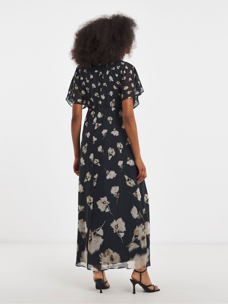 Joanna Hope Shirred Sleeve Black Maxi Dress - Image 2 of 4 Joanna Hope Shirred Sleeve Black Maxi Dress - Image 2 of 4