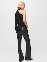 Mango Black One Shoulder Gold Detail Blouse - Image 3 of 7