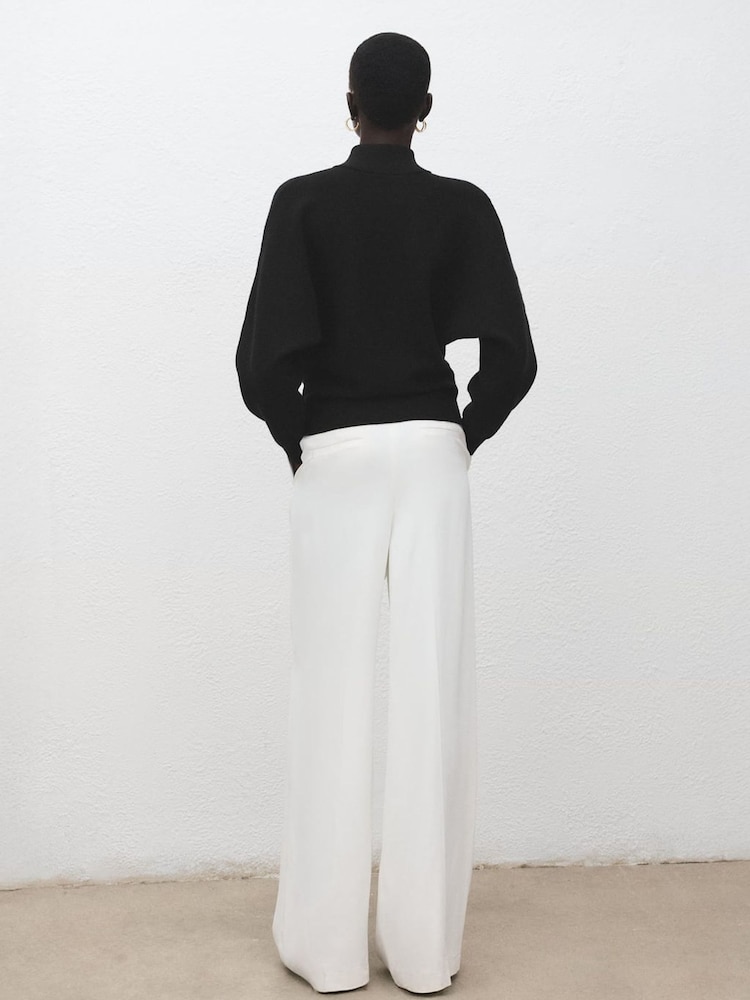 Mango Black Funnel Neck Gold Button Knitted Jumper - Image 2 of 6 Mango Black Funnel Neck Gold Button Knitted Jumper - Image 2 of 6