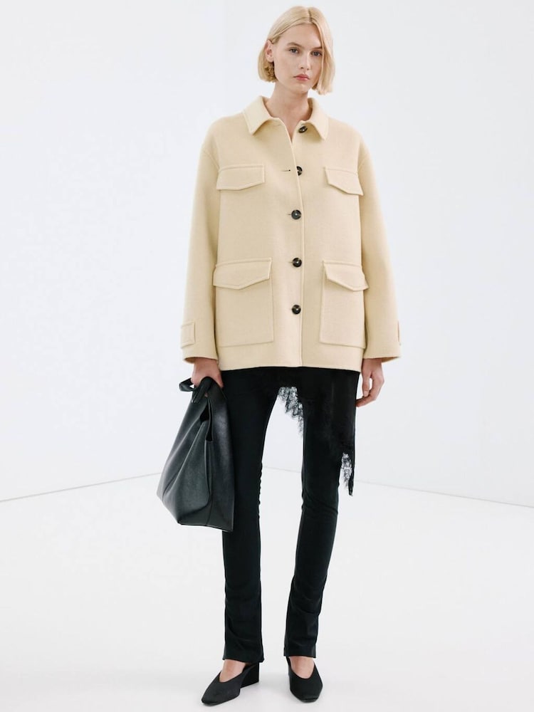 Mango Yellow Oversized Wool Blend Coat - Image 1 of 7 Mango Yellow Oversized Wool Blend Coat - Image 1 of 7