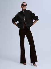 Mango Black Bubble Hem Bomber Jacket - Image 1 of 5