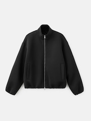 Mango Black Bubble Hem Bomber Jacket - Image 4 of 5