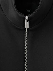 Mango Black Bubble Hem Bomber Jacket - Image 5 of 5