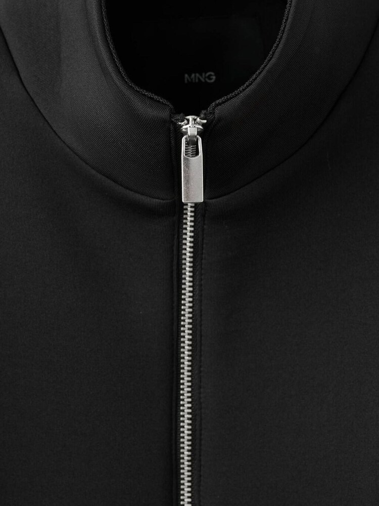 Mango Black Bubble Hem Bomber Jacket - Image 5 of 5