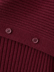 Mango Red Asymmetric Neckline Button Jumper - Image 5 of 5