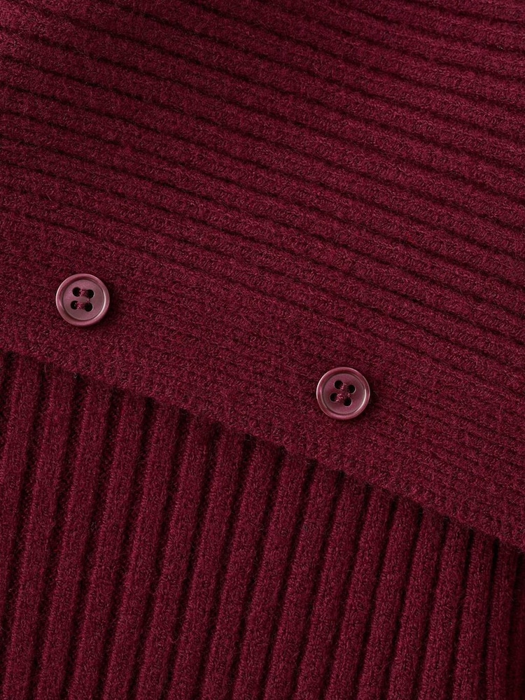 Mango Red Asymmetric Neckline Button Jumper - Image 5 of 5