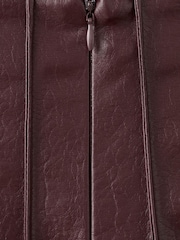 Mango Red Pleated Leather Look Midi Skirt - Image 6 of 6