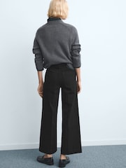 Mango Black Wide Leg Pocket Detailed Jeans - Image 3 of 5