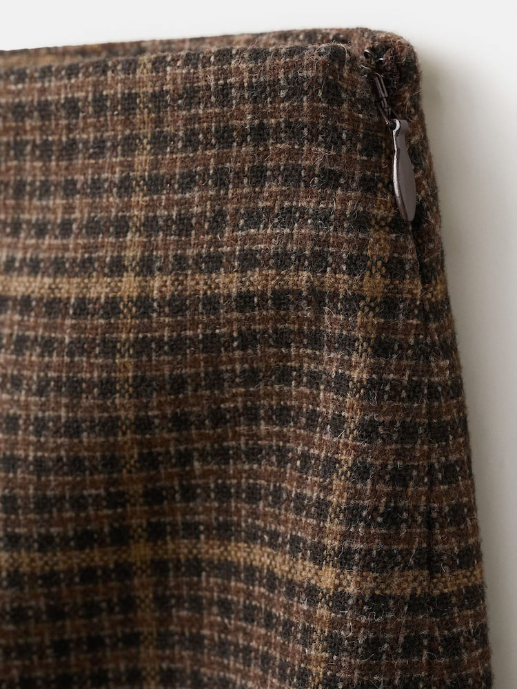 Mango Brown Check Midi Skirt - Image 5 of 5 Mango Brown Check Midi Skirt - Image 5 of 5