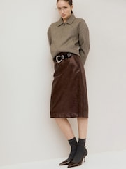 Mango Brown Check Collar Zip Jacket - Image 1 of 5