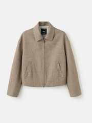 Mango Brown Check Collar Zip Jacket - Image 4 of 5