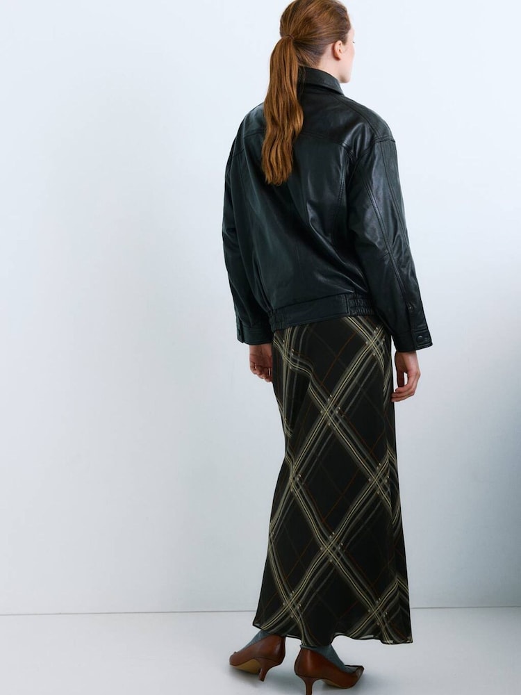 Mango Black Checked Maxi Skirt - Image 2 of 6