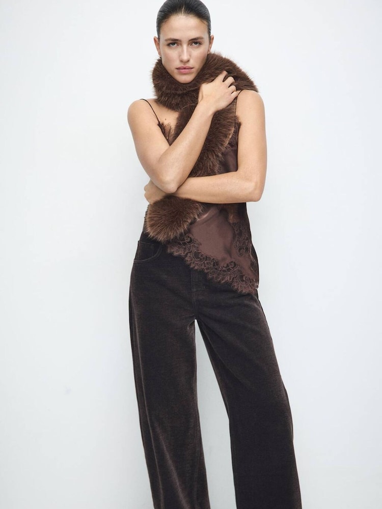 Mango Brown Regular Waist Wide Leg Jeans - Image 1 of 6 Mango Brown Regular Waist Wide Leg Jeans - Image 1 of 6