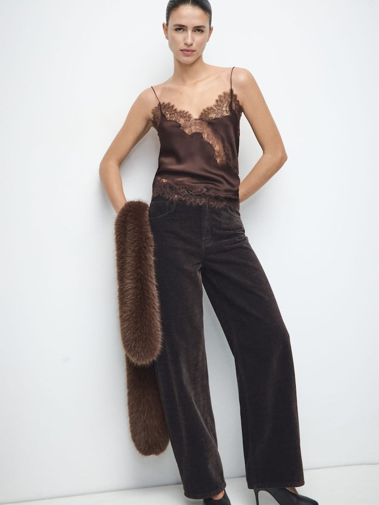 Mango Brown Regular Waist Wide Leg Jeans - Image 2 of 6 Mango Brown Regular Waist Wide Leg Jeans - Image 2 of 6