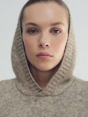 Mango Brown Knitted 2 in 1 Look Hoodie - Image 5 of 7