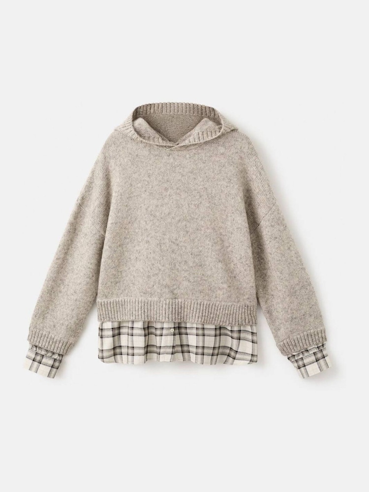 Mango Brown Knitted 2 in 1 Look Hoodie - Image 7 of 7