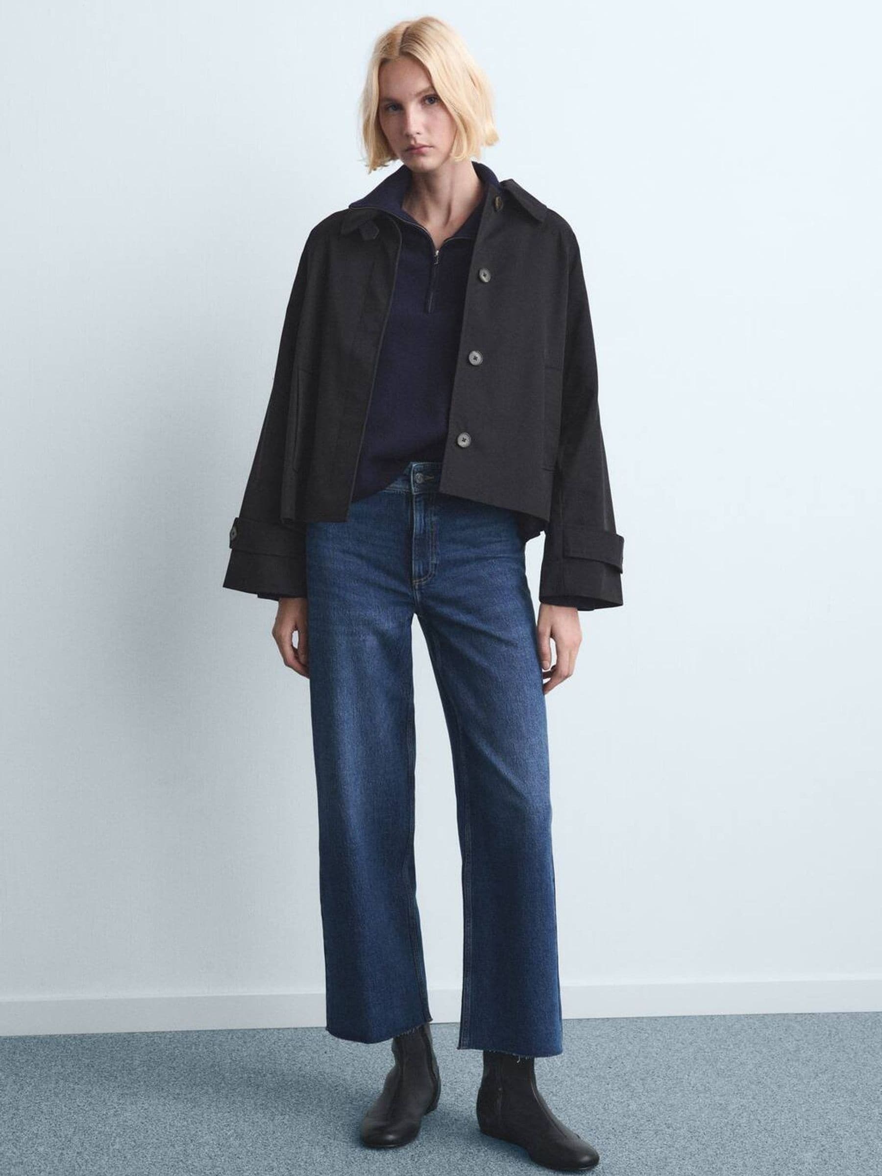 Mango Women's Catherin Dark Blue Culotte High Rise Jeans