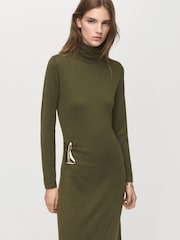 Mango Green Knitted Gold Hardwear Detail Maxi Dress - Image 8 of 12