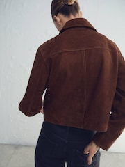 Mango Red Suede Short Button Through Jacket - Image 4 of 6