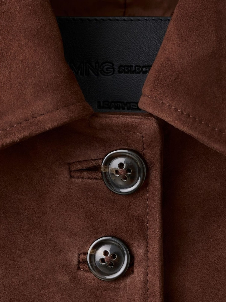 Mango Red Suede Short Button Through Jacket - Image 6 of 6