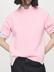 Mango Pink Short Sleeve Round Neck Knitted Jumper - Image 4 of 6