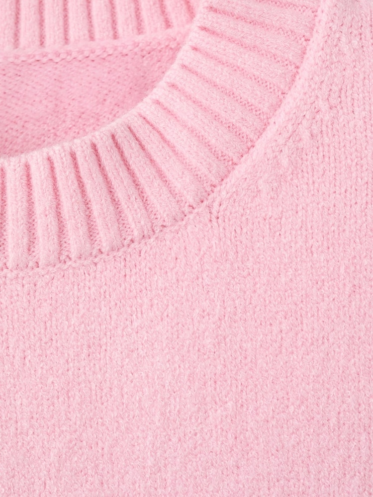 Mango Pink Short Sleeve Round Neck Knitted Jumper - Image 6 of 6