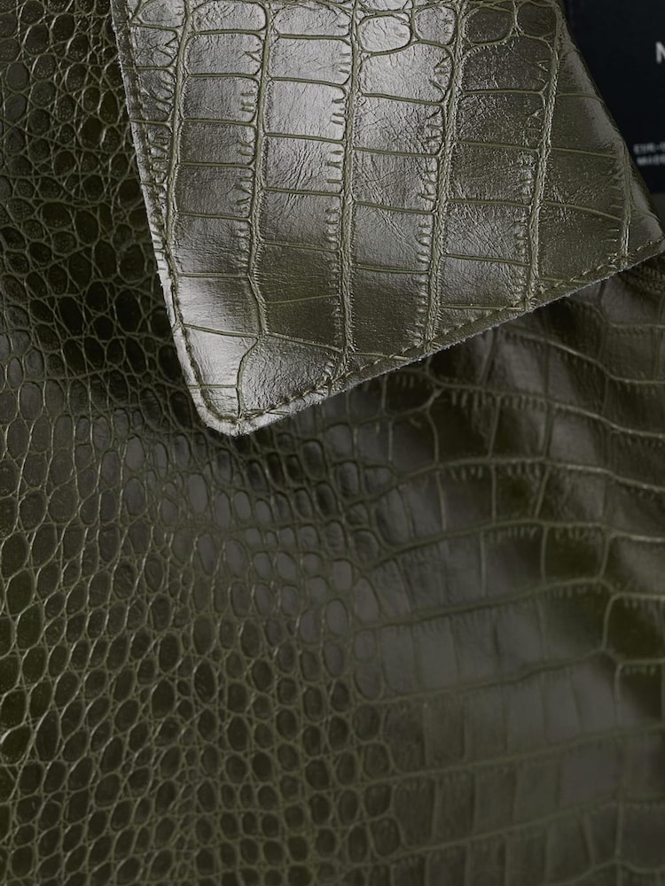 Mango Green Croc Effect Jacket - Image 5 of 5 Mango Green Croc Effect Jacket - Image 5 of 5