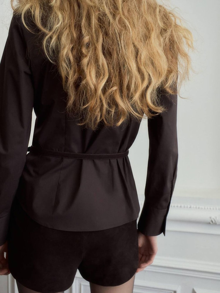 Mango Brown Cinched Fitted Shirt - Image 2 of 5