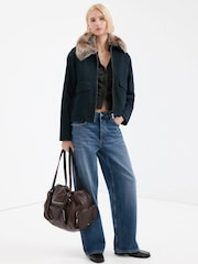 Mango Blue Low Waist Straight Button Jeans - Image 1 of 6