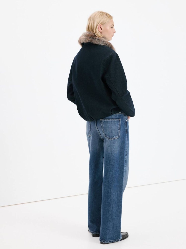 Mango Blue Low Waist Straight Button Jeans - Image 2 of 6