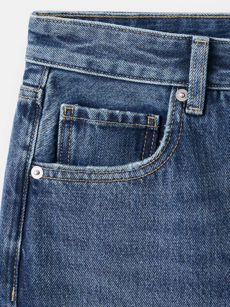 Mango Blue Low Waist Straight Button Jeans - Image 6 of 6