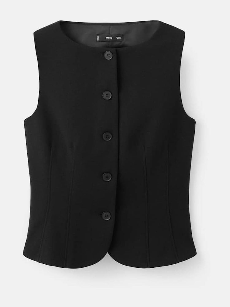 Mango Black Round Neck Waistcoat - Image 1 of 2