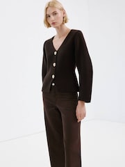 Mango Brown Culotte High Rise Jeans - Image 3 of 6