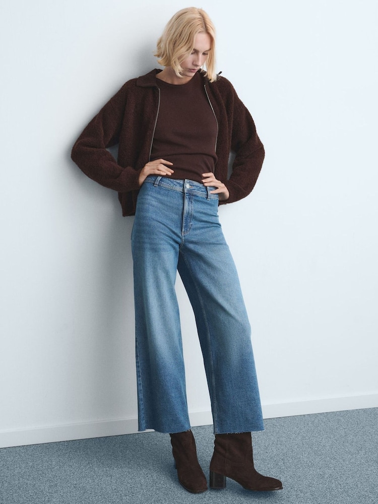Mango Light Blue Culotte High Rise Jeans - Image 2 of 5 Mango Light Blue Culotte High Rise Jeans - Image 2 of 5