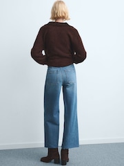 Mango Light Blue Culotte High Rise Jeans - Image 3 of 5