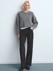 Mango Black Wide Leg High Waisted Cotton Jeans - Image 1 of 6