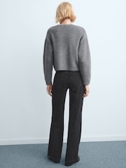 Mango Black Wide Leg High Waisted Cotton Jeans - Image 2 of 6