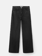 Mango Black Wide Leg High Waisted Cotton Jeans - Image 5 of 6