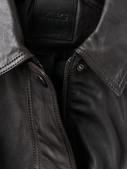 Mango Black Leather Elasticated Waist Jacket - Image 8 of 8