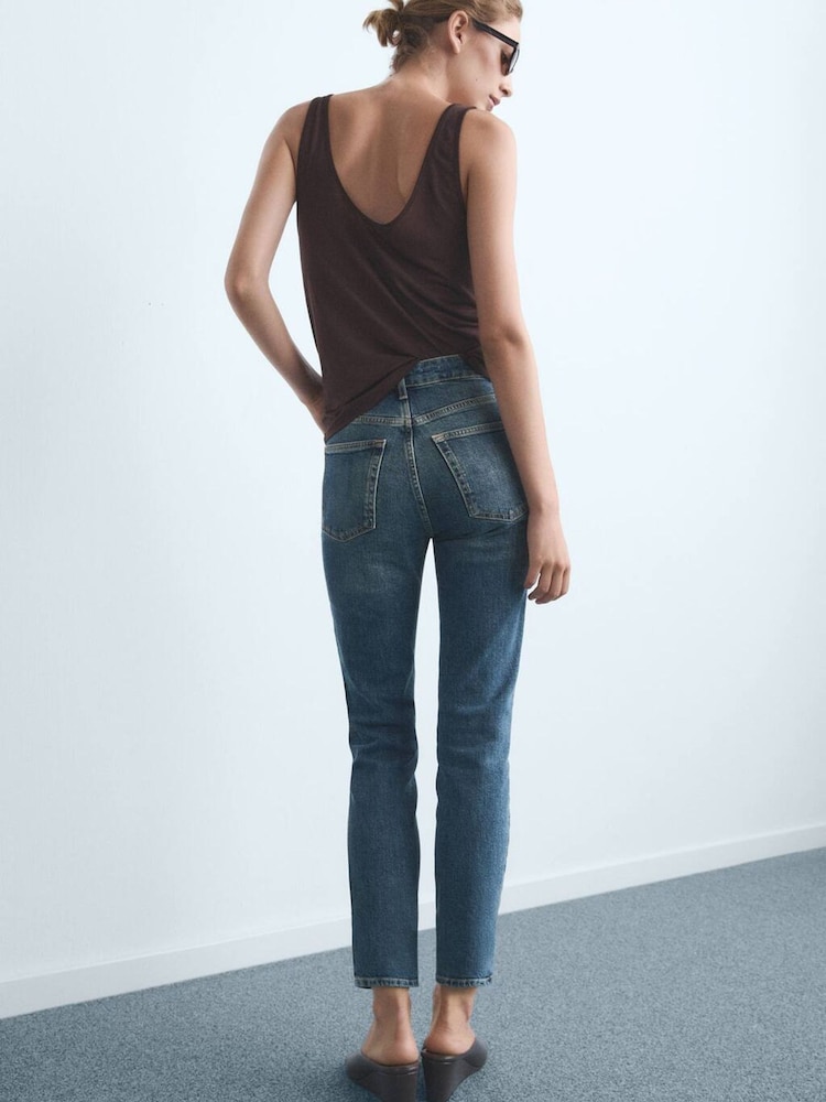 Mango Blue Mid Rise Slim Leg Jeans - Image 2 of 7