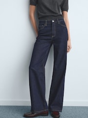 Mango Black Chrome Wide Leg High Waisted Cotton Jeans - Image 3 of 5