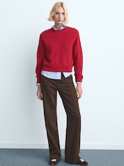 Mango Brown Wide Leg High Waisted Cotton Jeans - Image 1 of 5