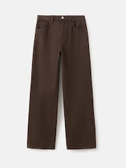 Mango Brown Wide Leg High Waisted Cotton Jeans - Image 4 of 5
