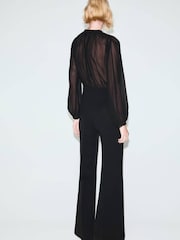 Mango Black Tie Neck Long Sleeve Jumpsuit - Image 4 of 6