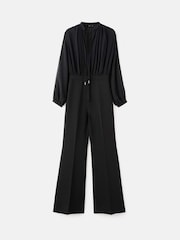Mango Black Tie Neck Long Sleeve Jumpsuit - Image 5 of 6