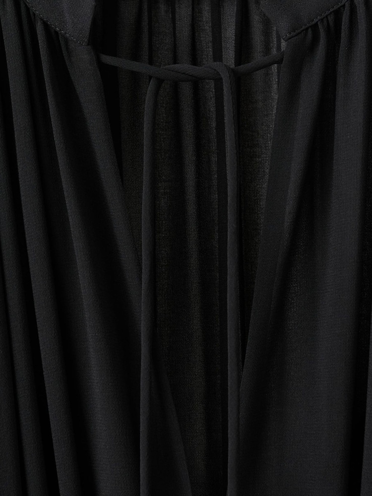 Mango Black Tie Neck Long Sleeve Jumpsuit - Image 6 of 6