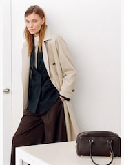 Mango Brown Leather Effect Bowling Bag - Image 1 of 4